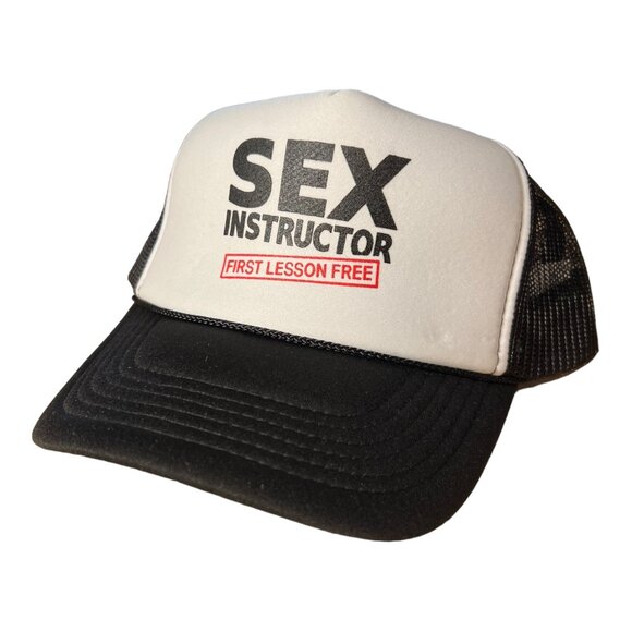 Sex Instructor First lesson free hat funny trucker hat snapback party college - Picture 3 of 5